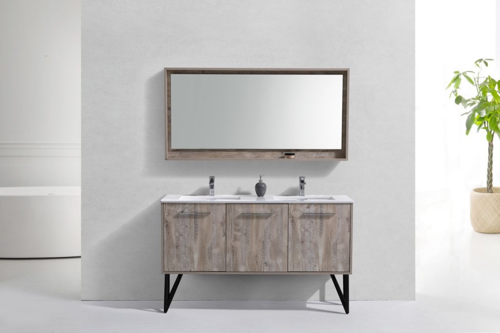 Bosco 60″ Inch Double Sink Modern Bathroom Vanity W/ White Countertop