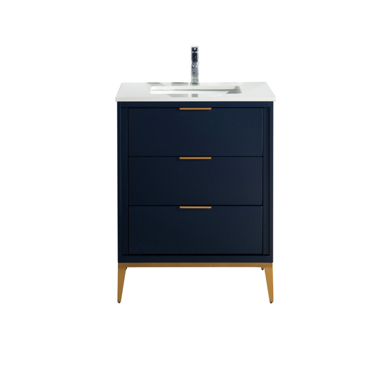 Divani 24″ Inch Navy Blue Vanity W/ Quartz Counter Top