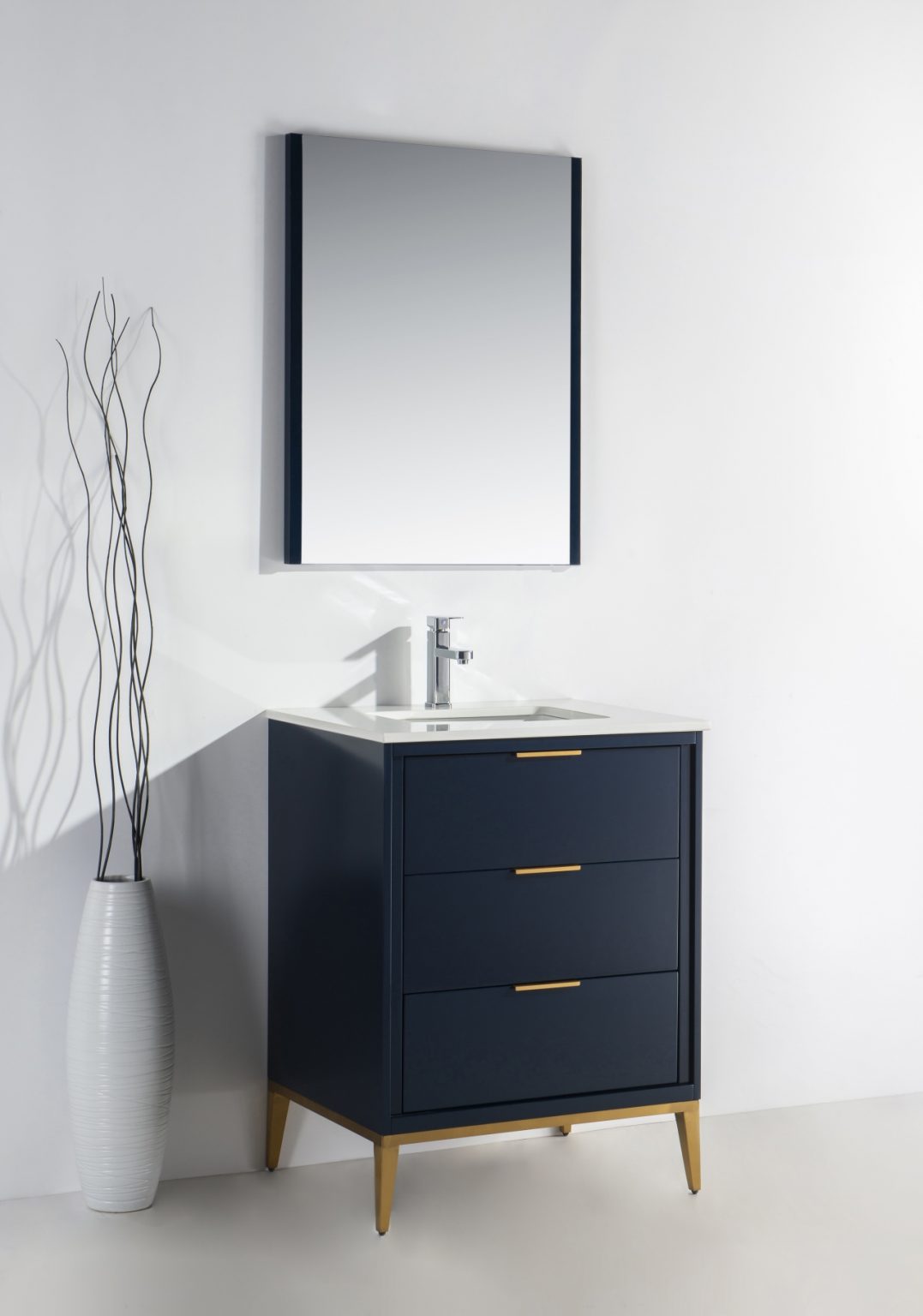 Divani 24″ Inch Navy Blue Vanity W/ Quartz Counter Top