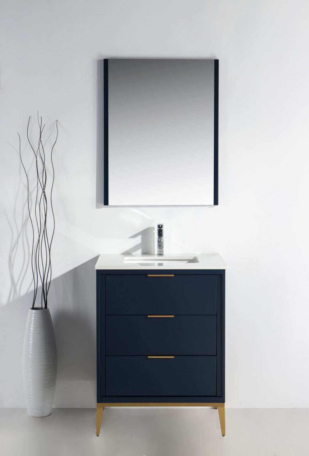 Divani 24″ Inch Navy Blue Vanity W/ Quartz Counter Top