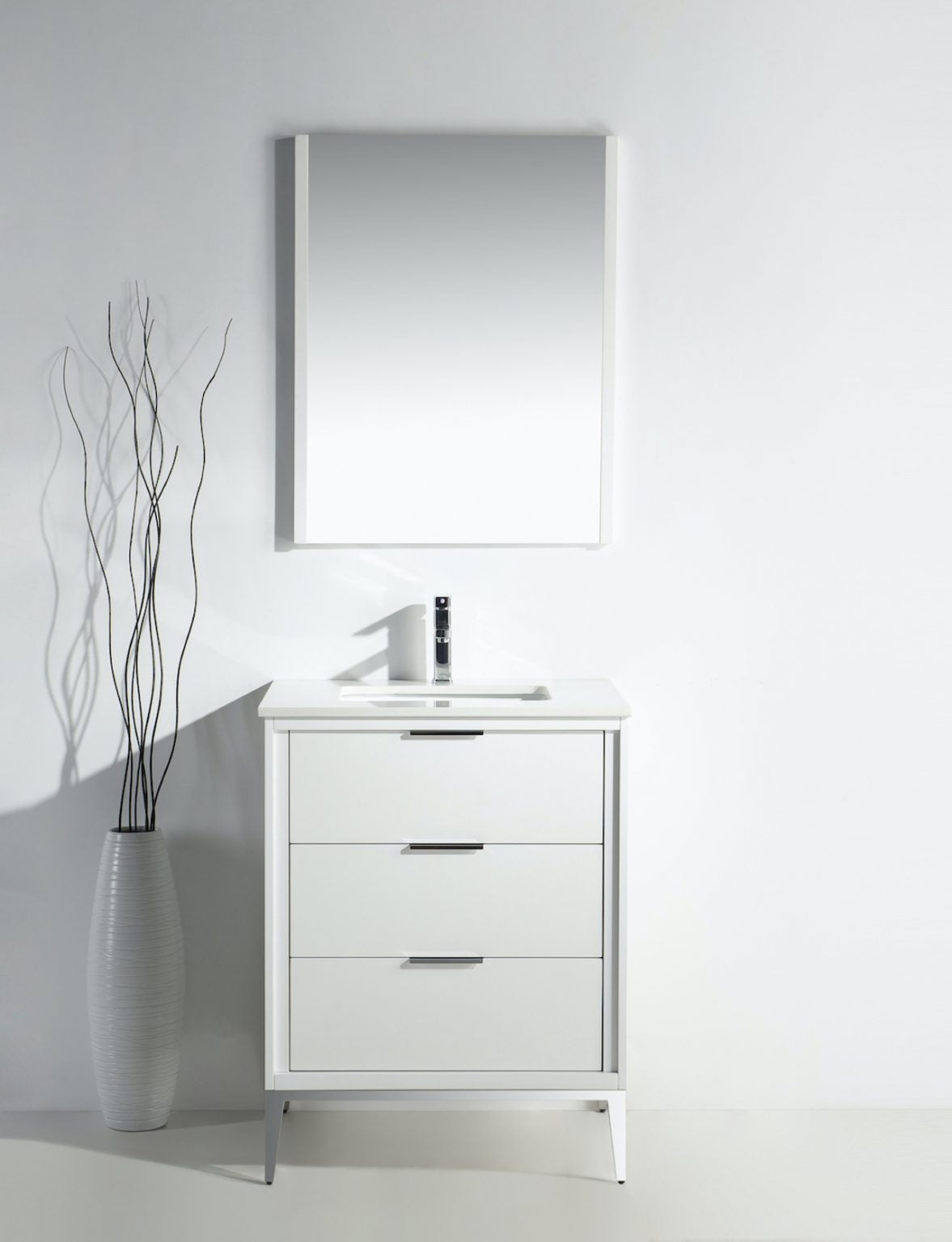 Divani 24″ Inch Gloss White Vanity W/ Quartz Counter Top