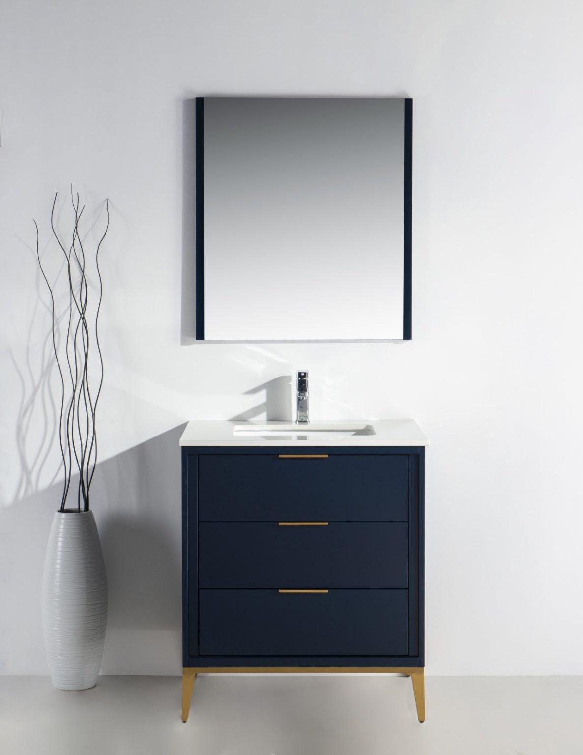 Divani 30″ Inch Navy Blue Vanity W/ Quartz Counter Top