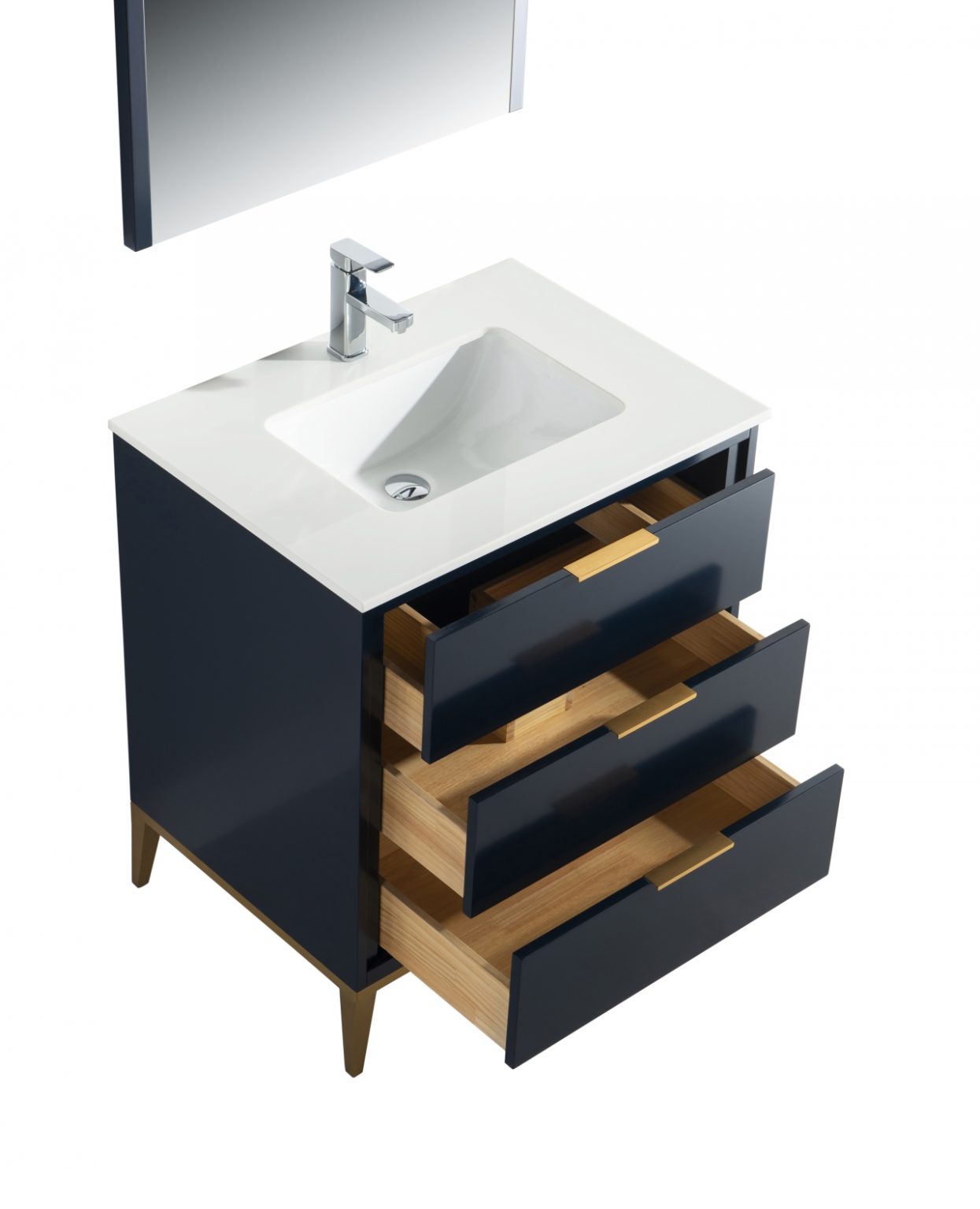 Divani 30″ Inch Navy Blue Vanity W/ Quartz Counter Top