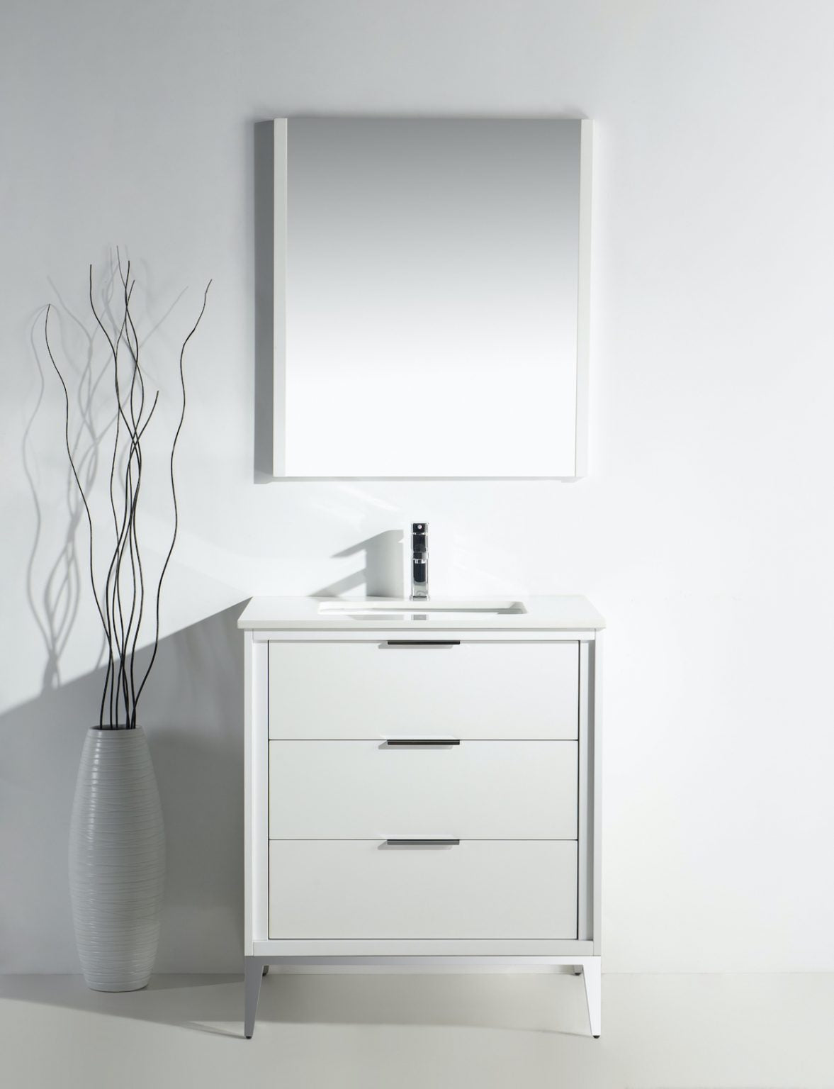 Divani 30″ Inch Gloss White Vanity W/ Quartz Counter Top