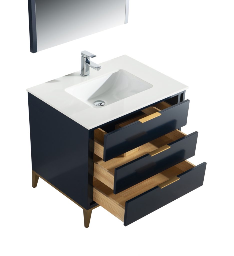 Divani 36″ Inch Navy Blue Vanity W/ Quartz Counter Top