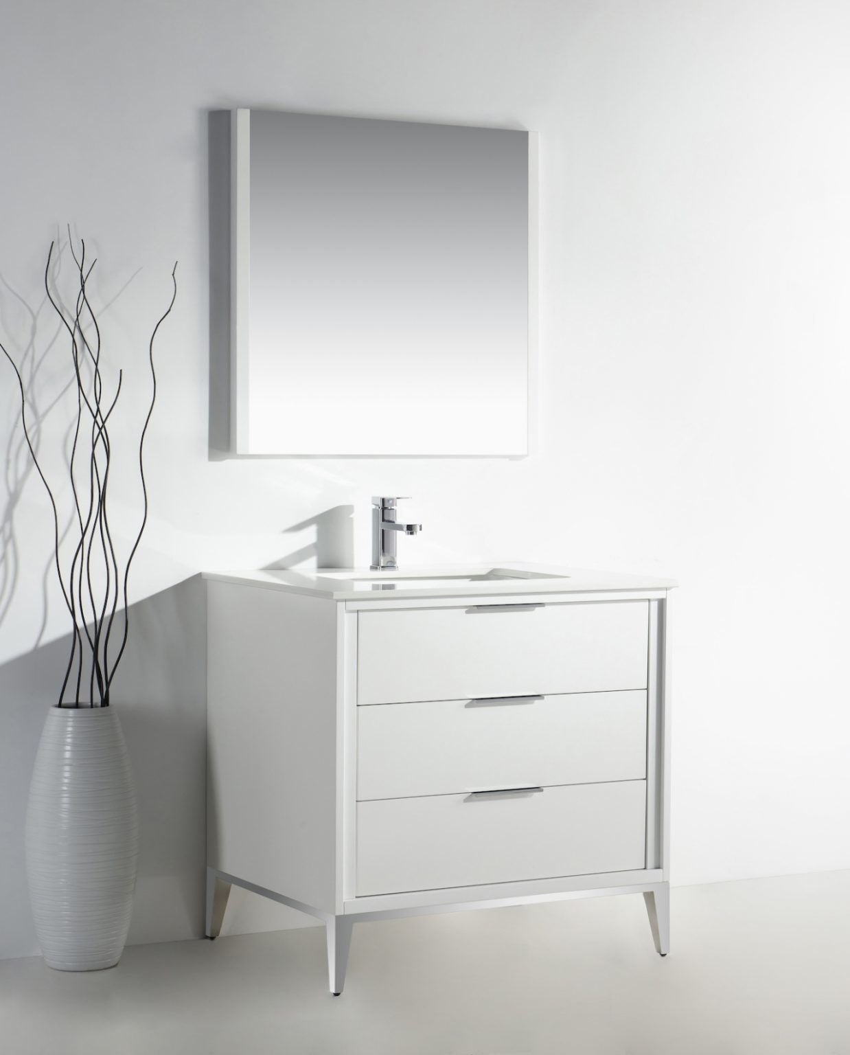 Divani 36″ Inch Gloss White Vanity W/ Quartz Counter Top