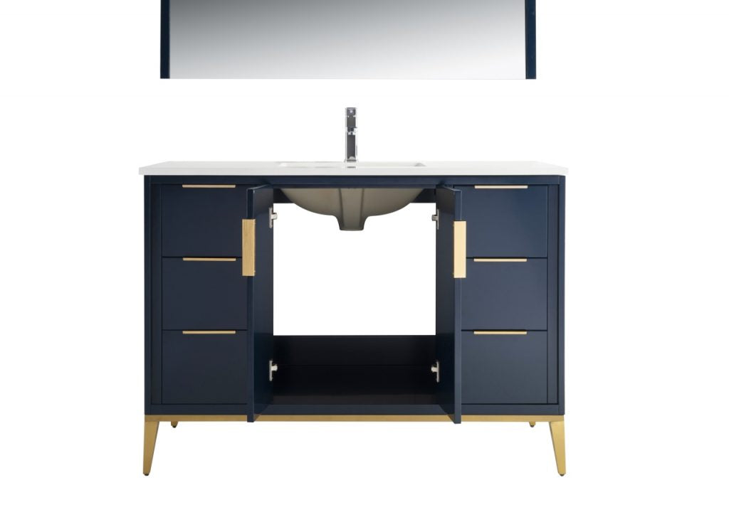 Divani 48″ Inch Navy Blue Vanity W/ Quartz Counter Top