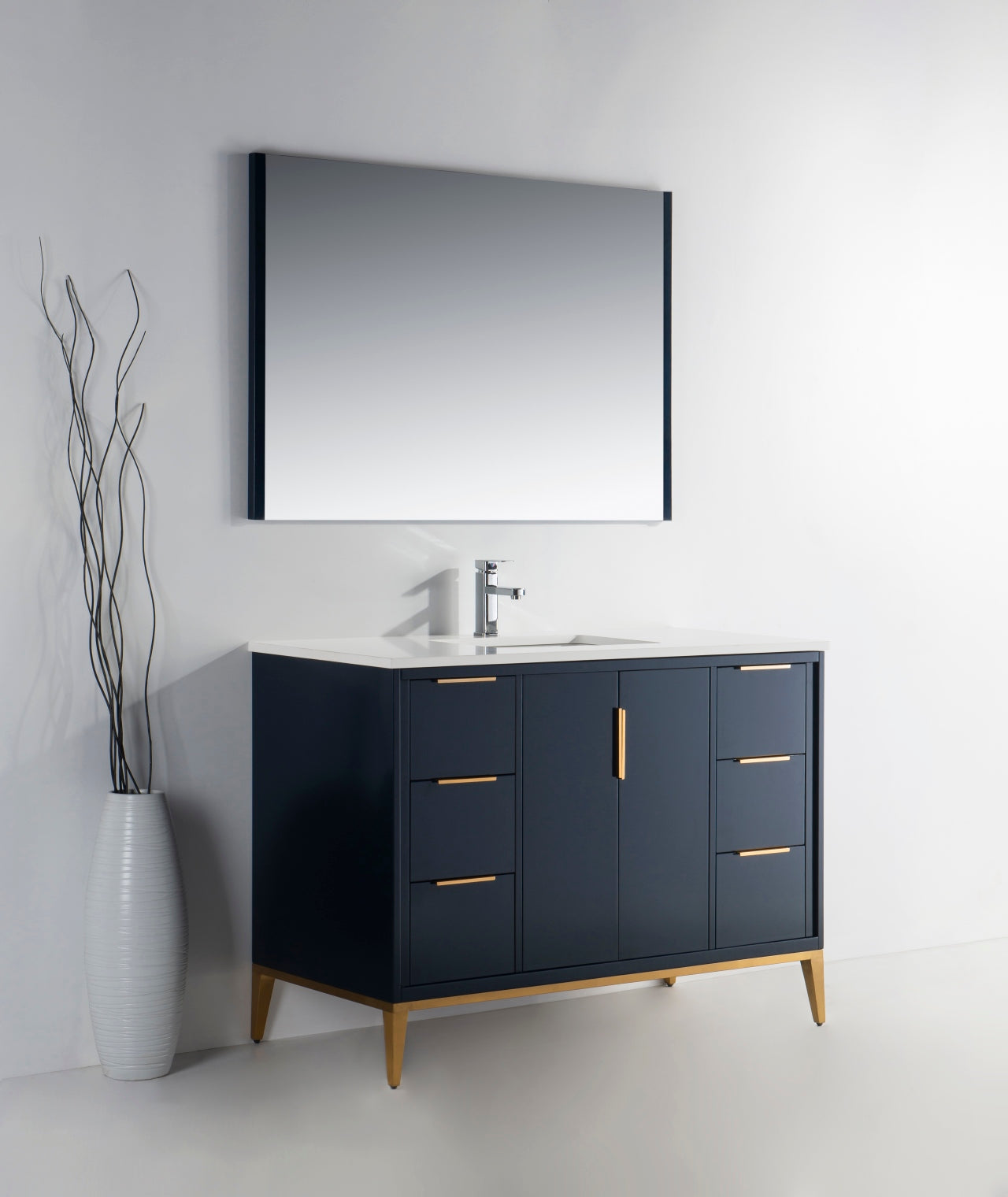 Divani 48″ Inch Navy Blue Vanity W/ Quartz Counter Top