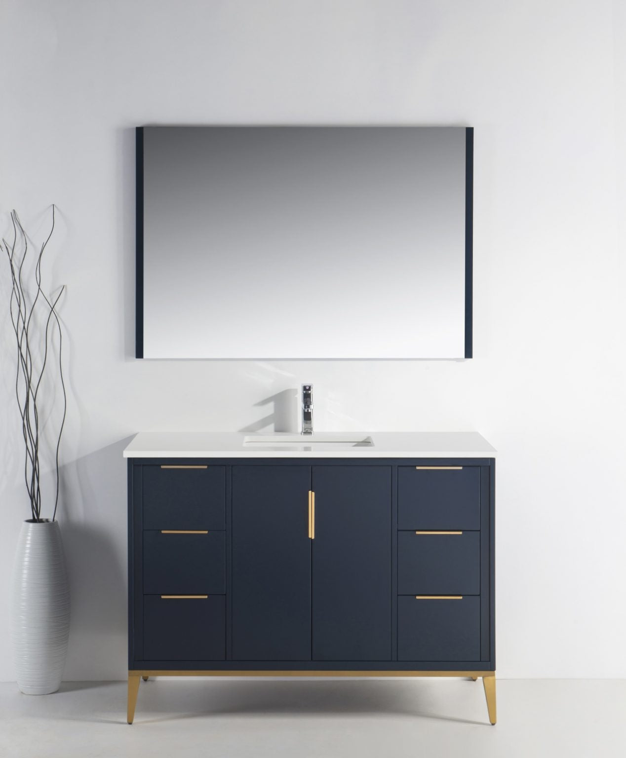 Divani 48″ Inch Navy Blue Vanity W/ Quartz Counter Top