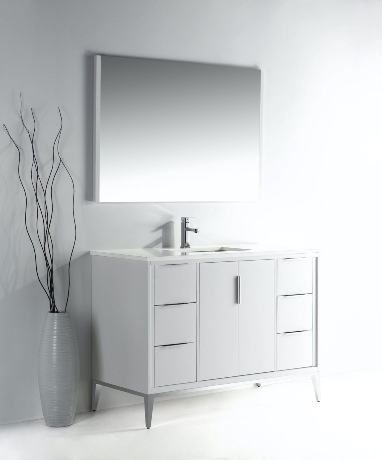 Divani 48″ Inch Gloss White Vanity W/ Quartz Counter Top