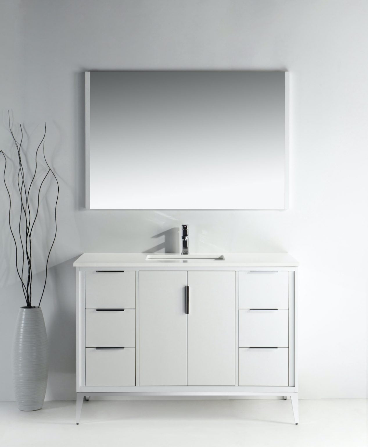 Divani 48″ Inch Gloss White Vanity W/ Quartz Counter Top