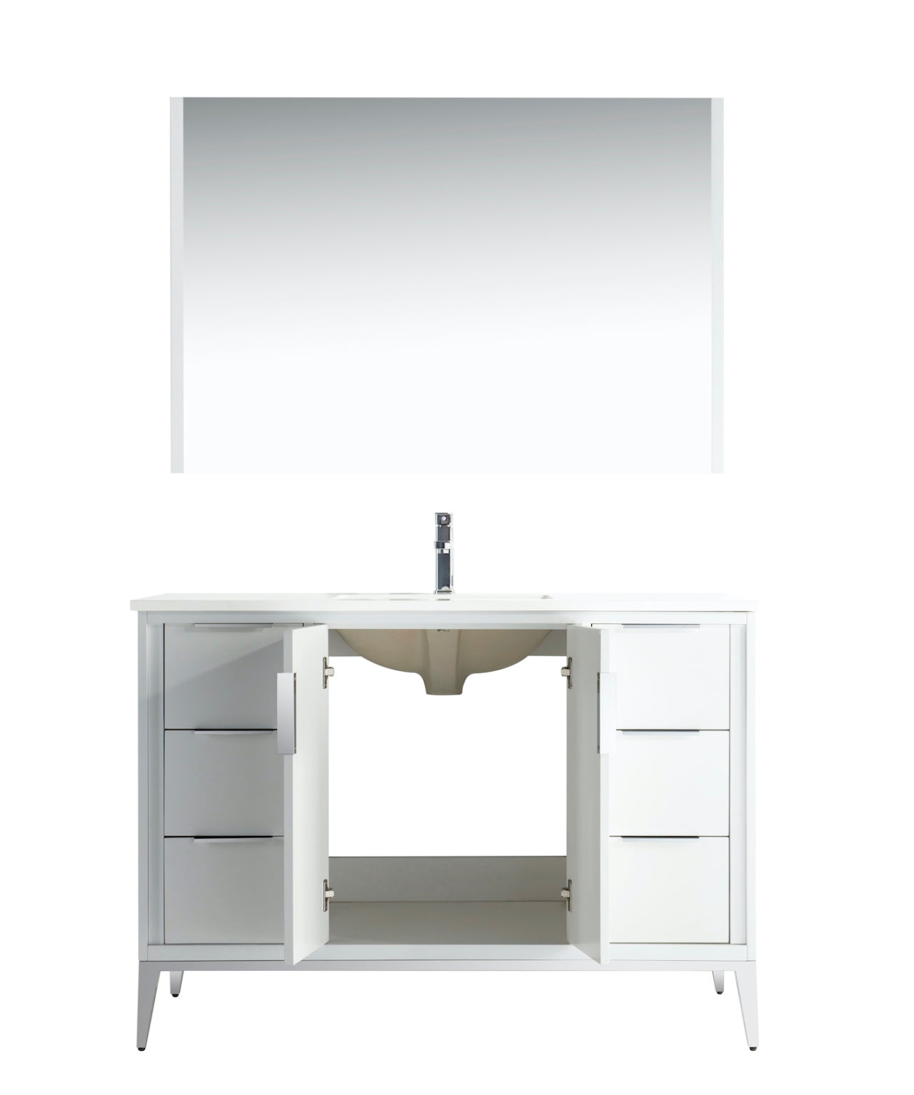 Divani 48″ Inch Gloss White Vanity W/ Quartz Counter Top
