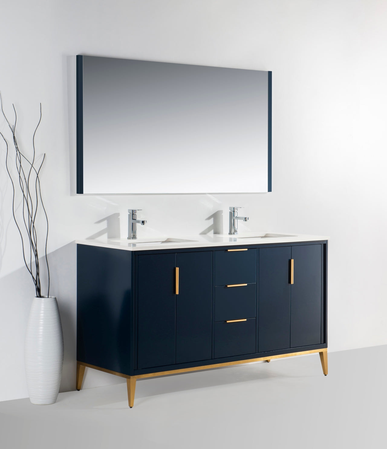 Divani 60″ Inch Navy Blue Vanity W/ Quartz Counter Top