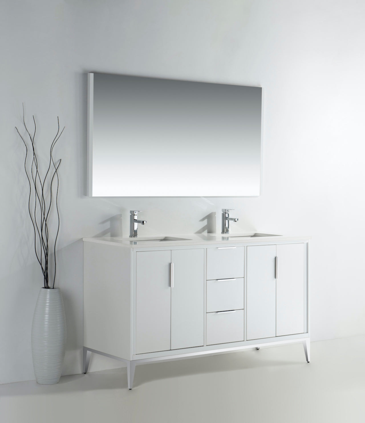 Divani 60″ Inch Gloss White Vanity W/ Quartz Counter Top