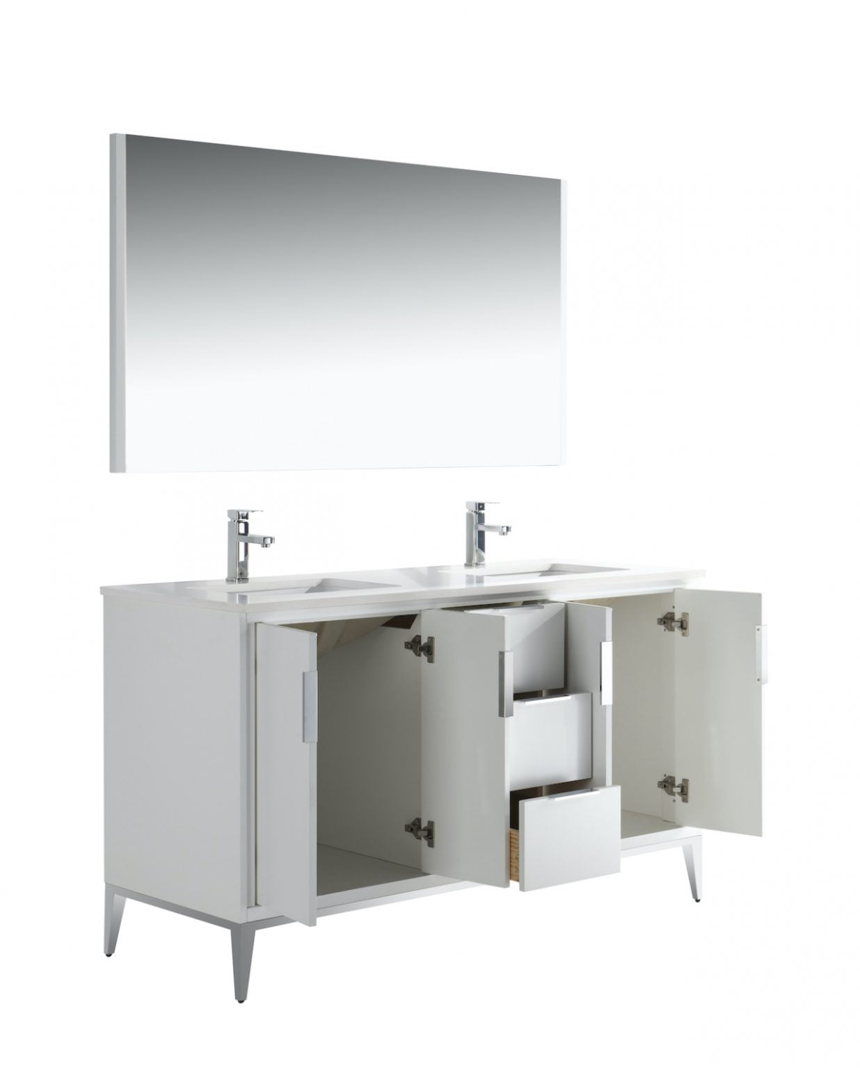 Divani 60″ Inch Gloss White Vanity W/ Quartz Counter Top