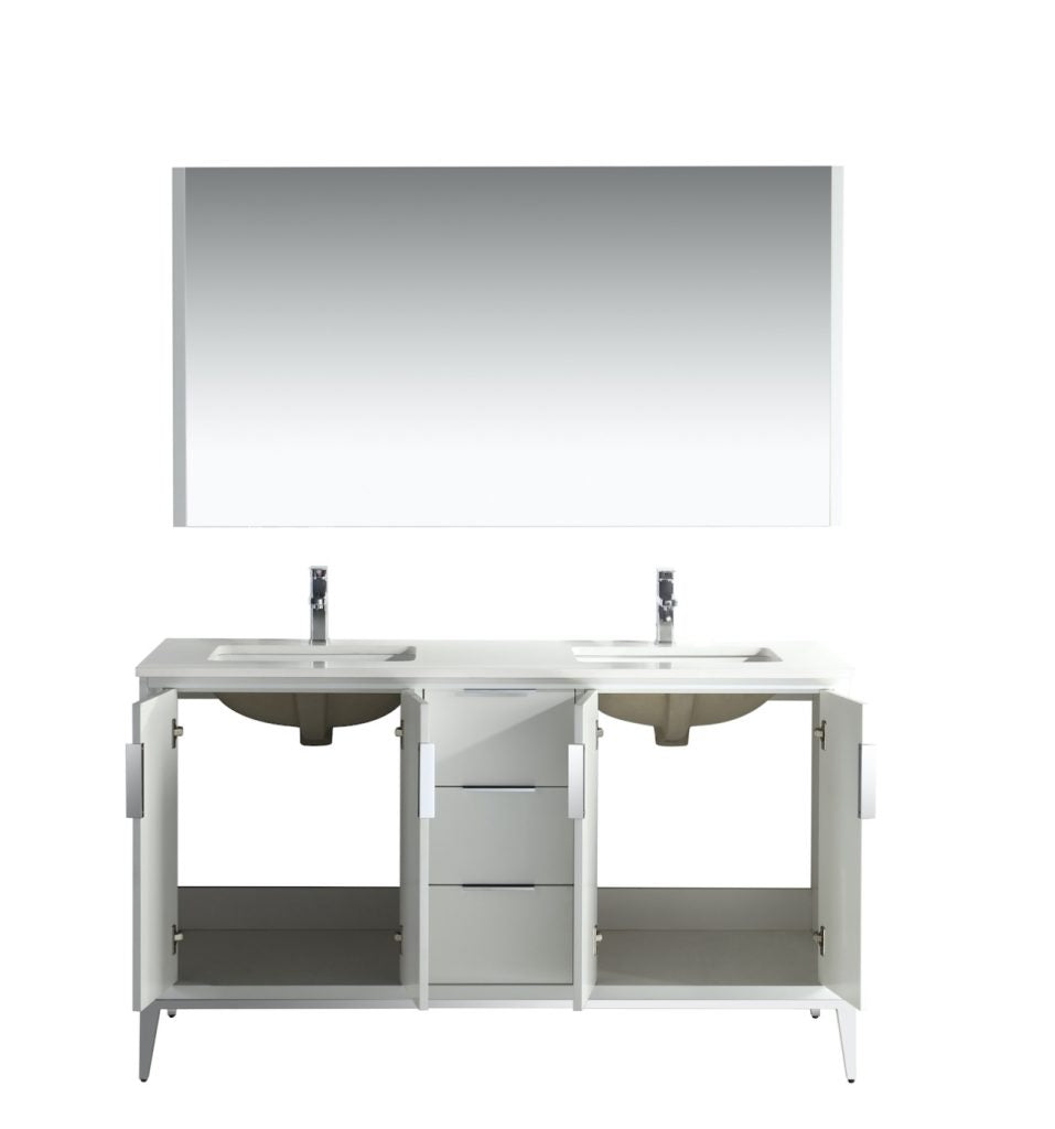 Divani 60″ Inch Gloss White Vanity W/ Quartz Counter Top