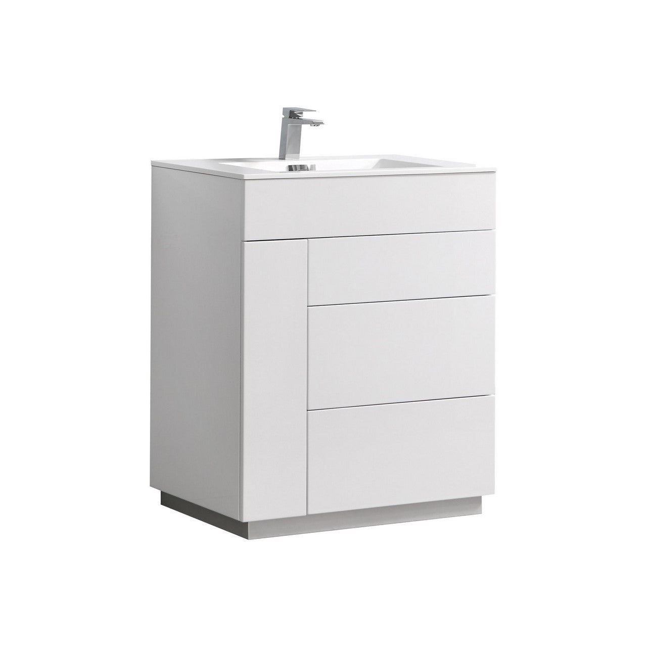 Milano 30″ Inch Gloss White Floor Mount Modern Bathroom Vanity