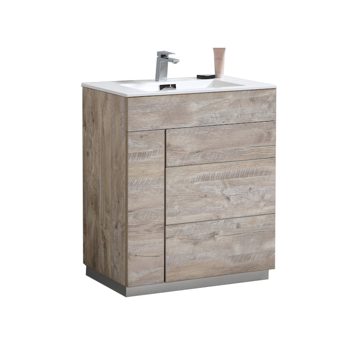 Milano 30″ Inch Nature Wood Floor Mount Modern Bathroom Vanity