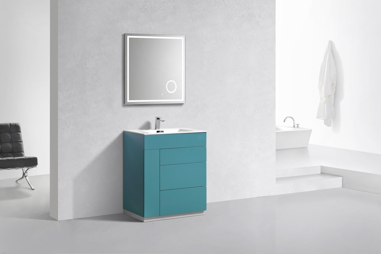 Milano 30″ Inch Teal Green Floor Mount Modern Bathroom Vanity