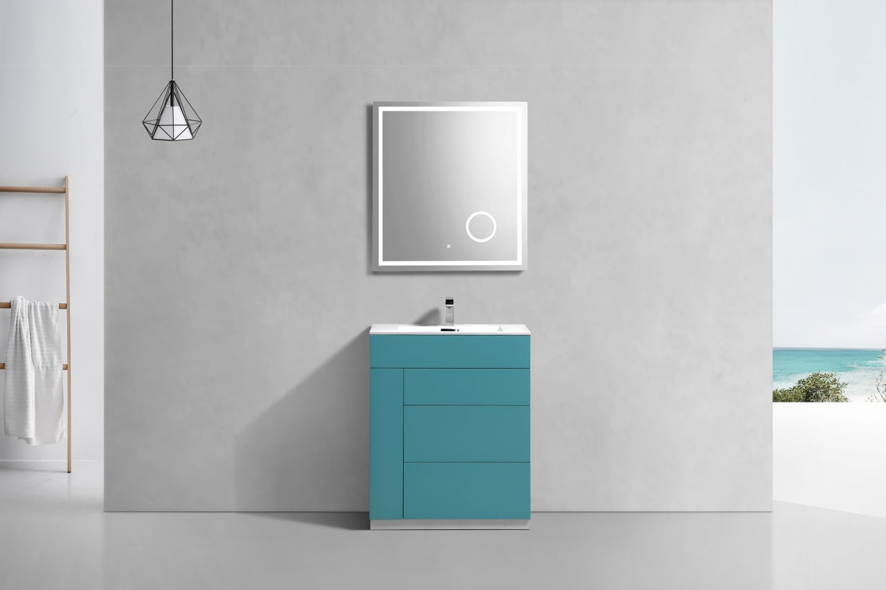 Milano 30″ Inch Teal Green Floor Mount Modern Bathroom Vanity