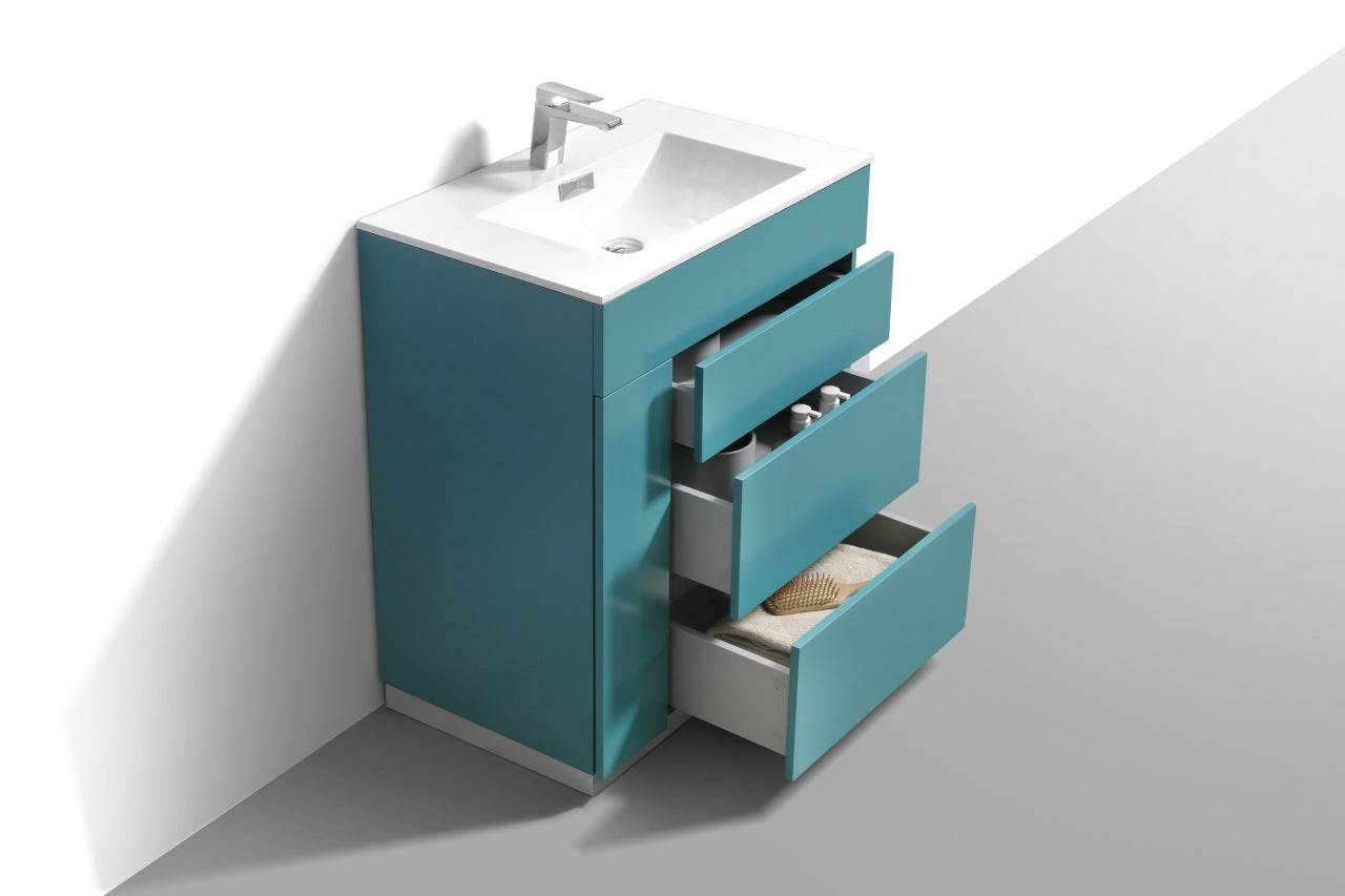 Milano 30″ Inch Teal Green Floor Mount Modern Bathroom Vanity
