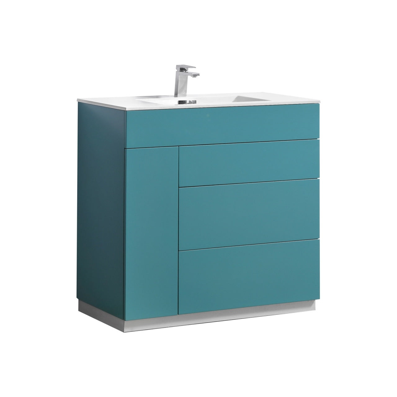 Milano 36″ Inch Teal Green Floor Mount Modern Bathroom Vanity
