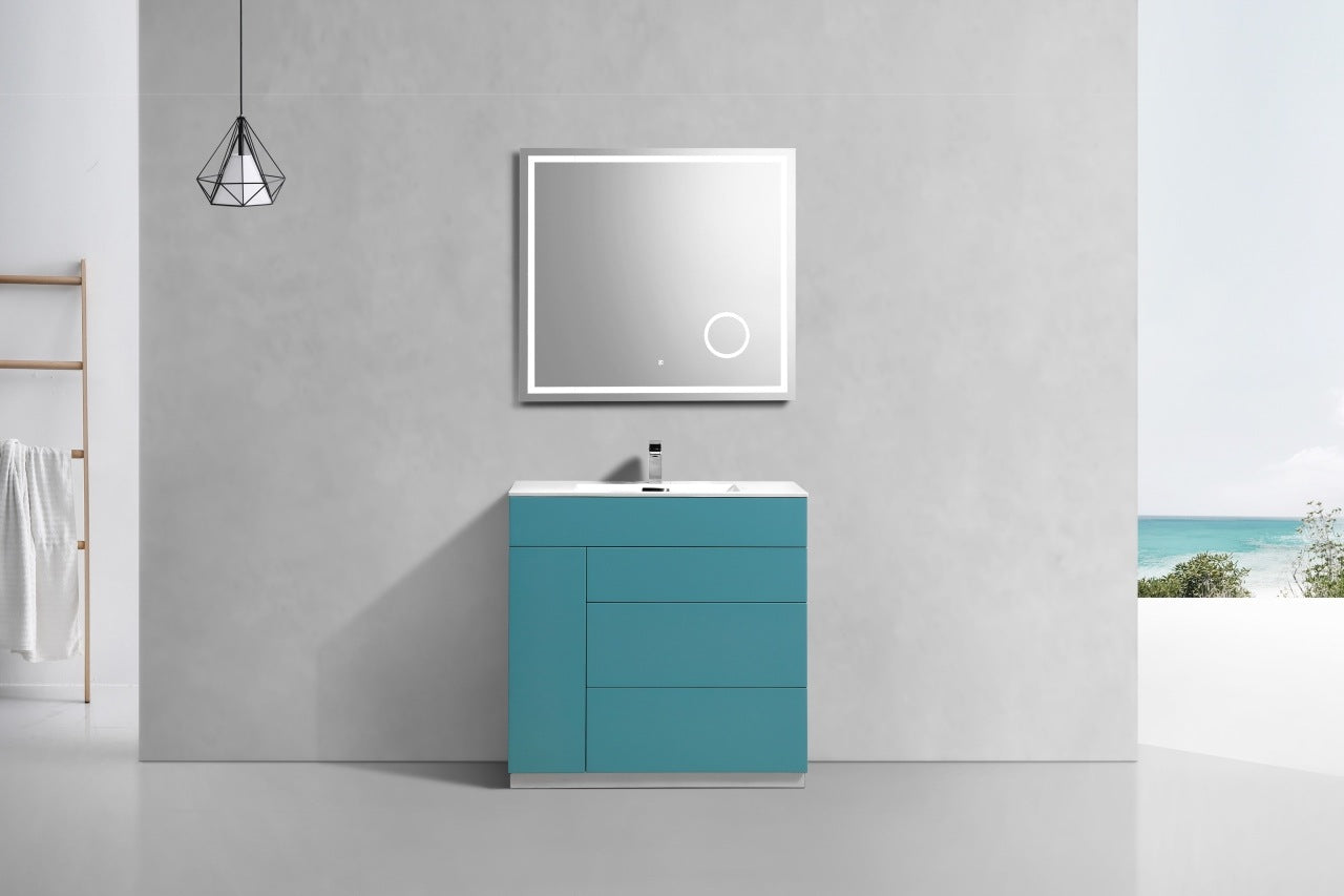 Milano 36″ Inch Teal Green Floor Mount Modern Bathroom Vanity