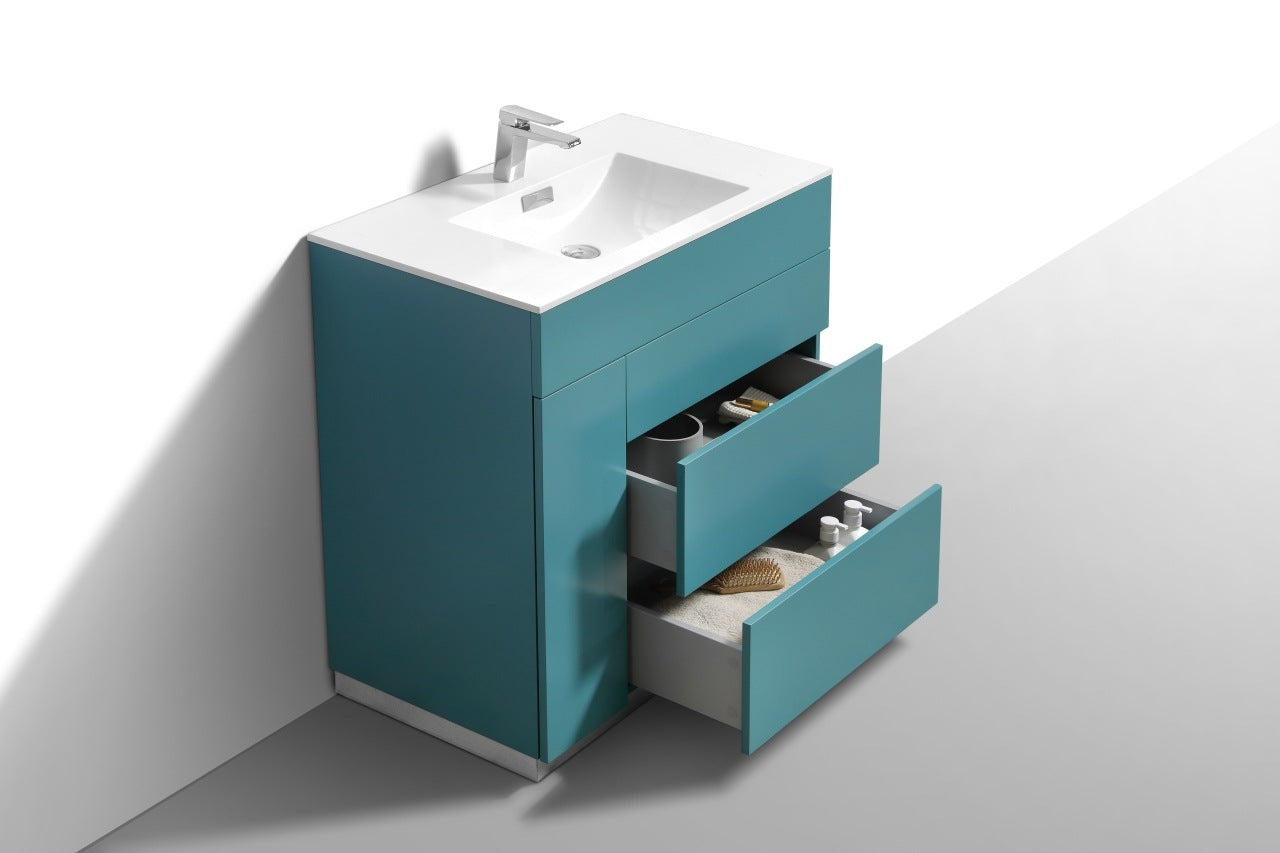 Milano 36″ Inch Teal Green Floor Mount Modern Bathroom Vanity