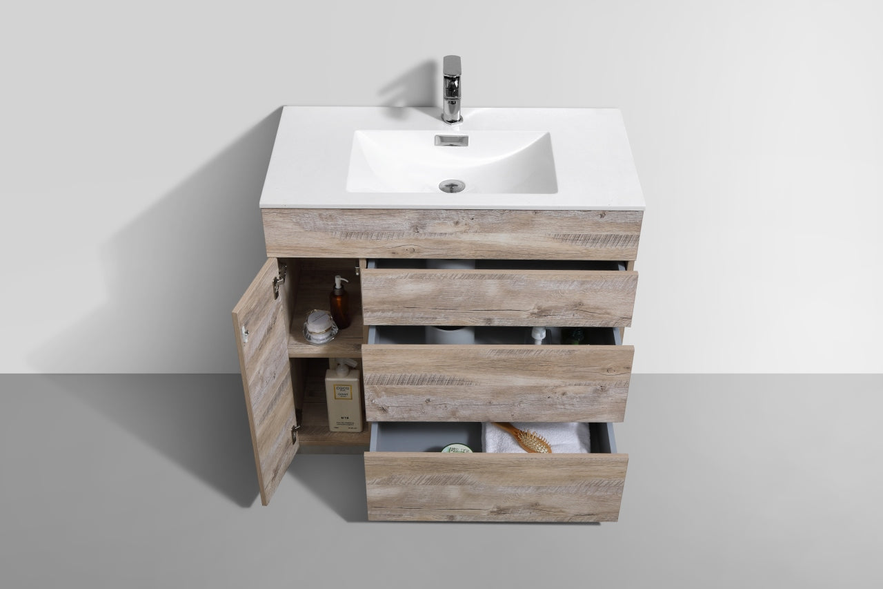Milano 36″ Inch Nature Wood Floor Mount Modern Bathroom Vanity