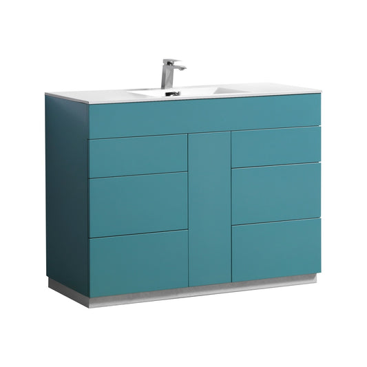 Milano 48″ Inch Teal Green Floor Mount Modern Bathroom Vanity
