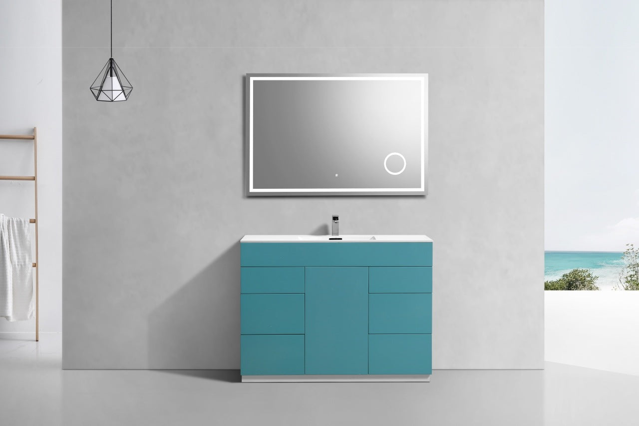 Milano 48″ Inch Teal Green Floor Mount Modern Bathroom Vanity