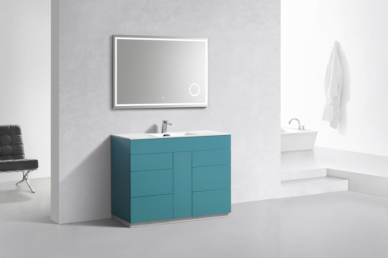 Milano 48″ Inch Teal Green Floor Mount Modern Bathroom Vanity