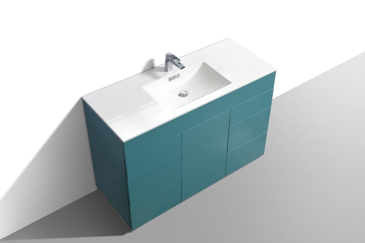 Milano 48″ Inch Teal Green Floor Mount Modern Bathroom Vanity