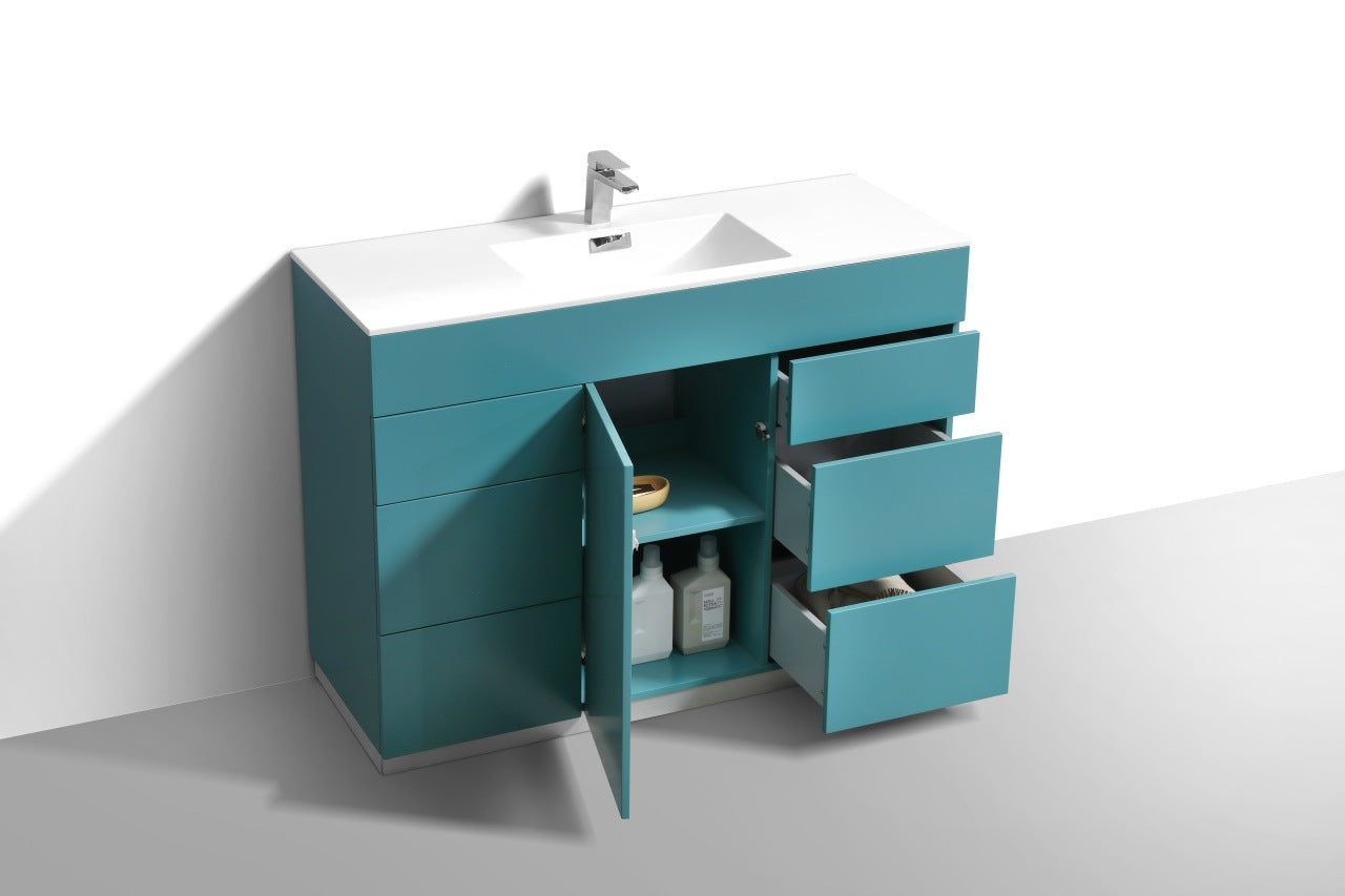 Milano 48″ Inch Teal Green Floor Mount Modern Bathroom Vanity