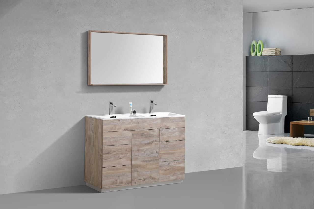 Milano 48″ Inch Double Sink Nature Wood Floor Mount Modern Bathroom Vanity