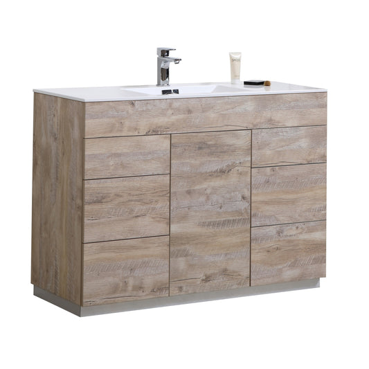 Milano 48″ Inch Nature Wood Floor Mount Modern Bathroom Vanity