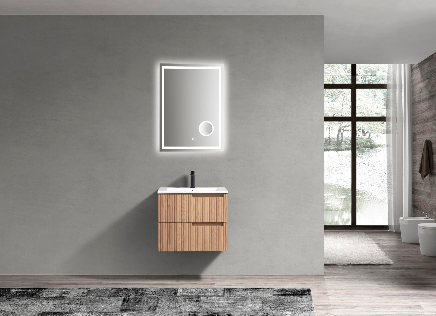24'' Fiore Modern Wall Mount Bathroom Vanity - Oakwood