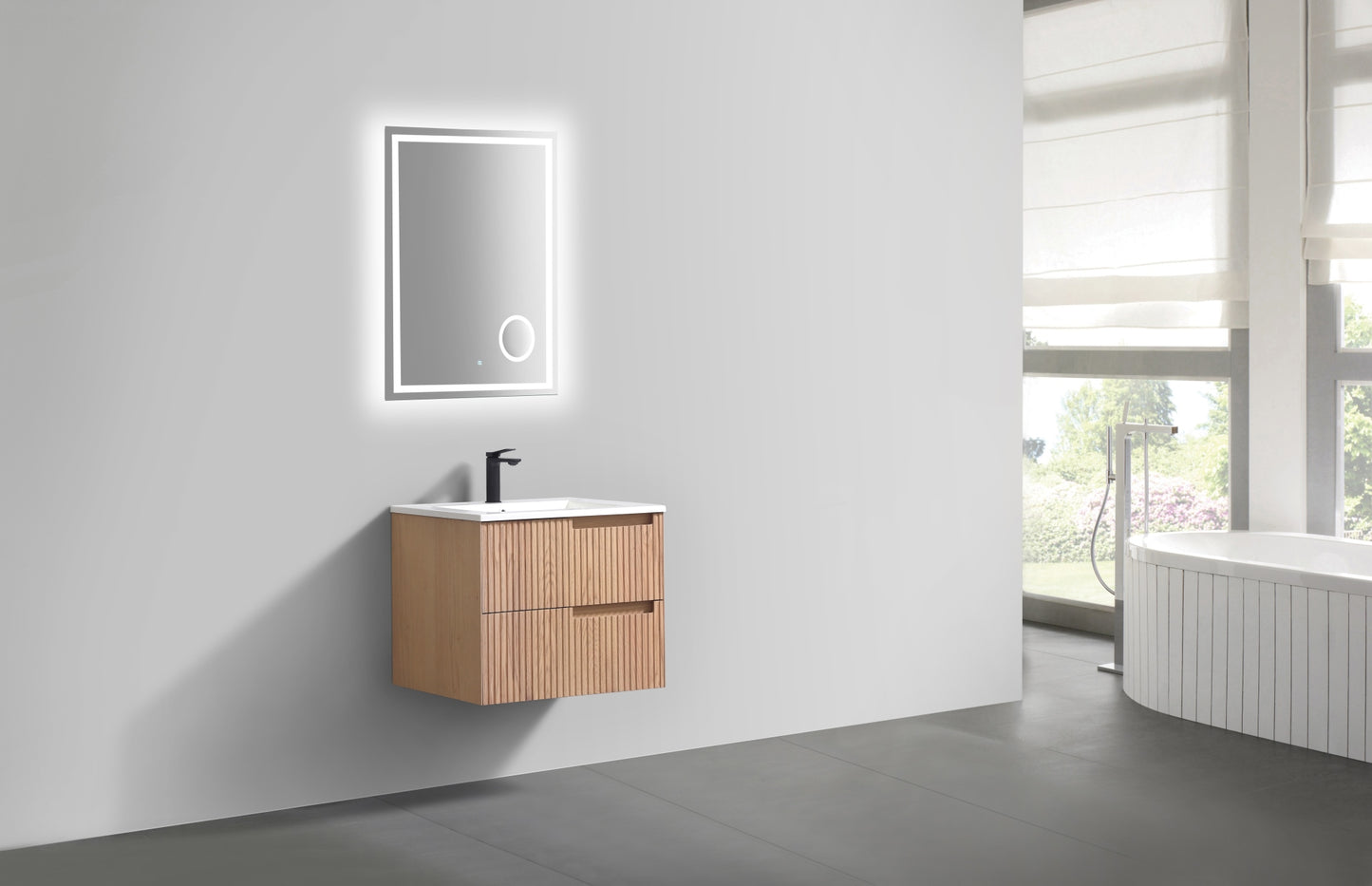 24'' Fiore Modern Wall Mount Bathroom Vanity - Oakwood