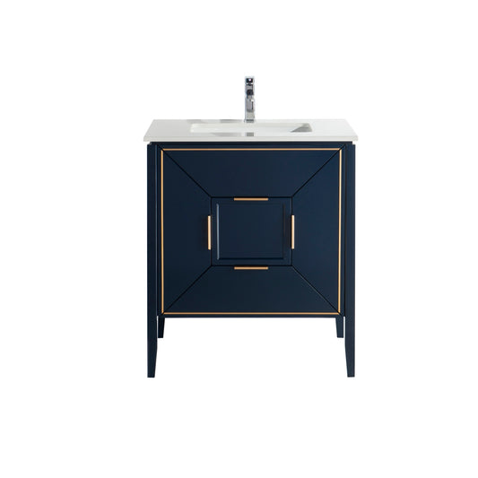 Vetro 30″ Inch Navy Blue Vanity W/ Quartz Counter Top