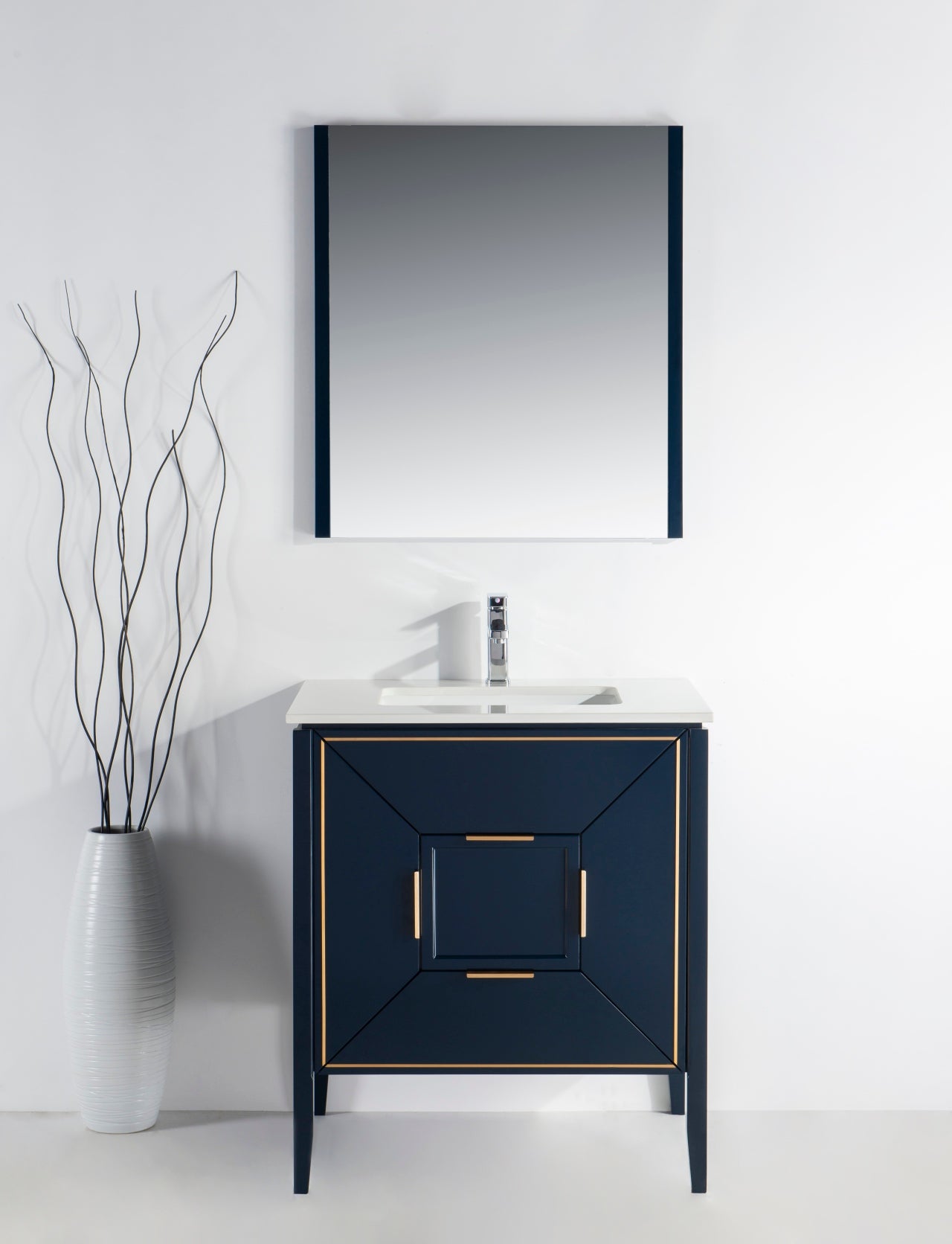 Vetro 30″ Inch Navy Blue Vanity W/ Quartz Counter Top