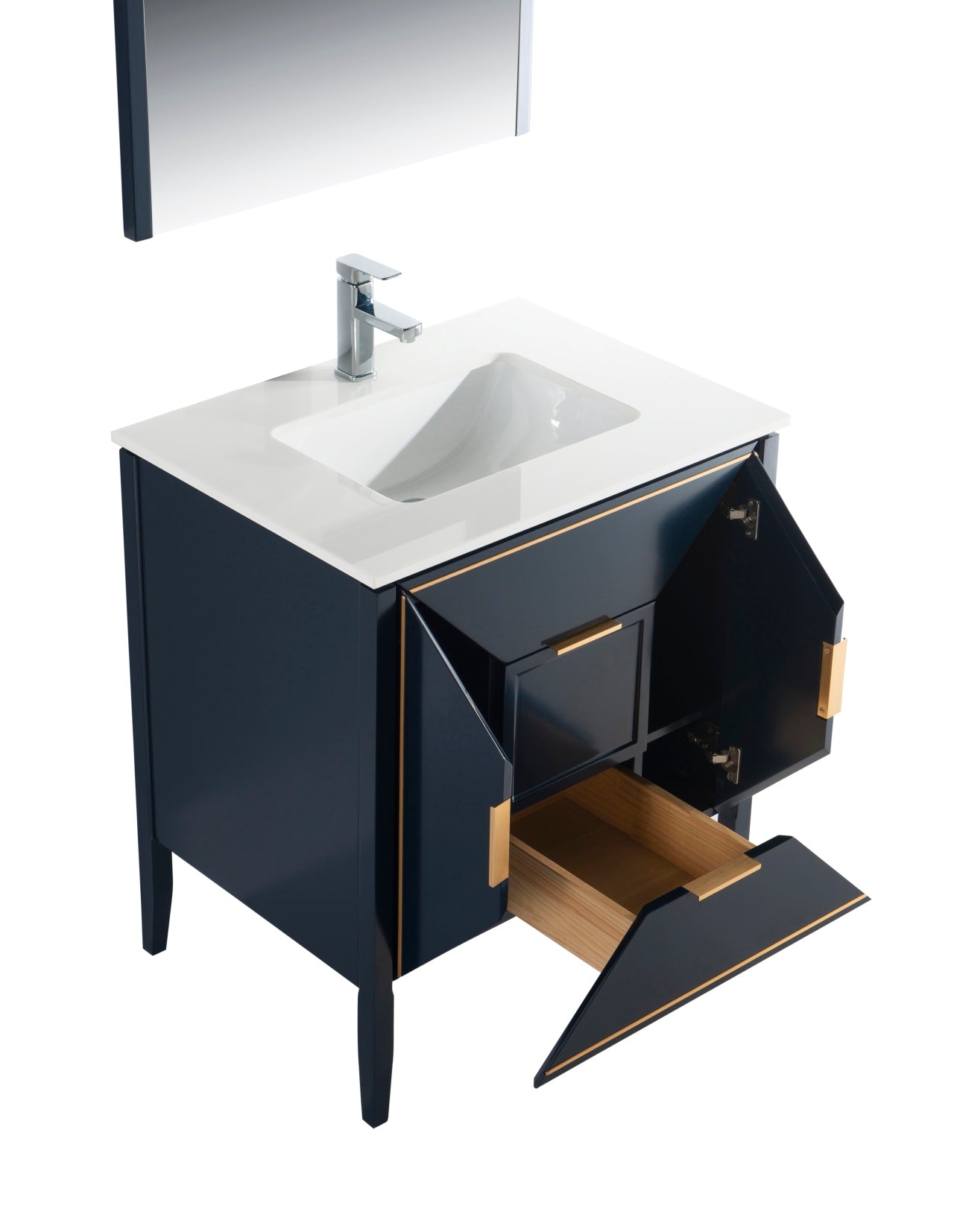 Vetro 30″ Inch Navy Blue Vanity W/ Quartz Counter Top