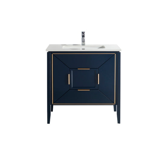 Vetro 36″ Inch Navy Blue Vanity W/ Quartz Counter Top