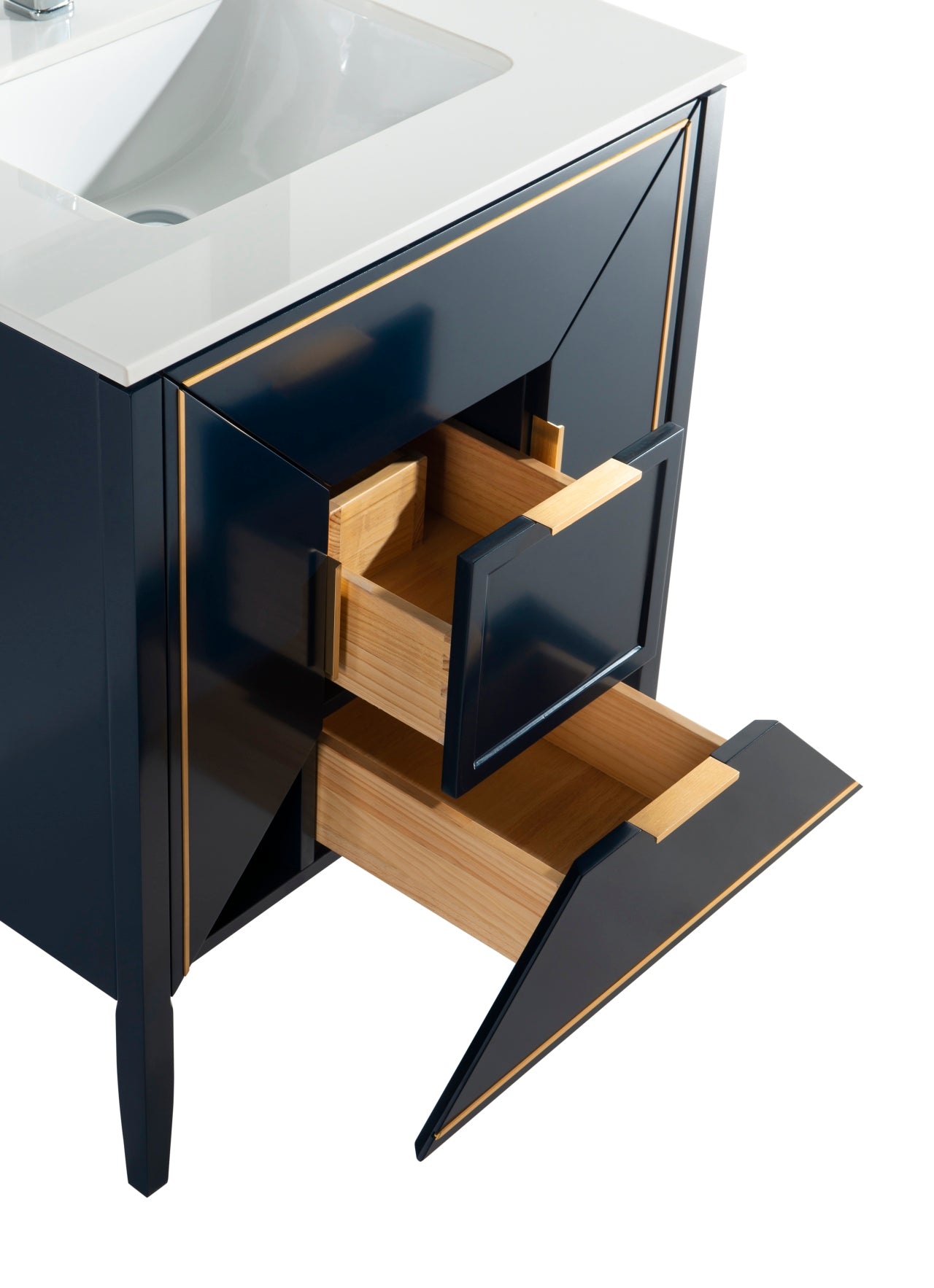Vetro 36″ Inch Navy Blue Vanity W/ Quartz Counter Top