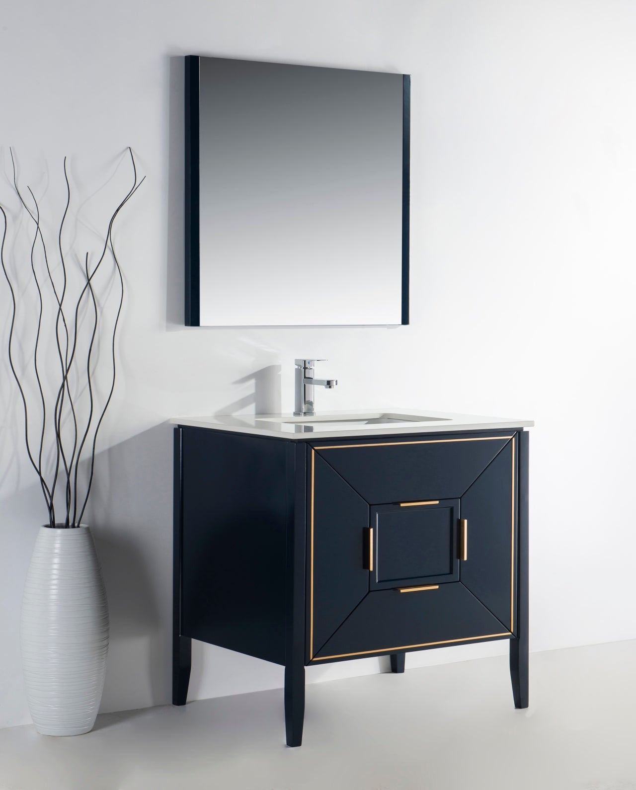 Vetro 36″ Inch Navy Blue Vanity W/ Quartz Counter Top