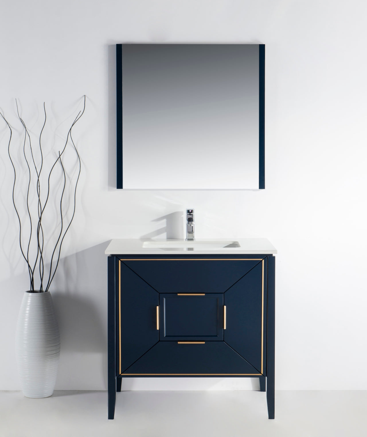 Vetro 36″ Inch Navy Blue Vanity W/ Quartz Counter Top