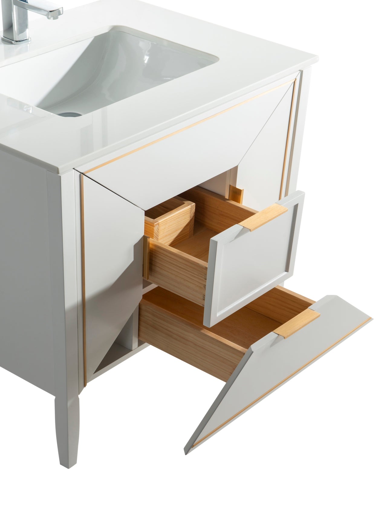 Vetro 36″ Inch Gloss White Vanity W/ Quartz Counter Top