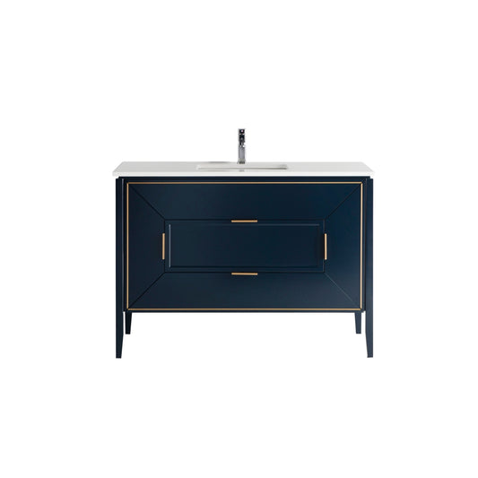 Vetro 48″ Inch Navy Blue Vanity W/ Quartz Counter Top
