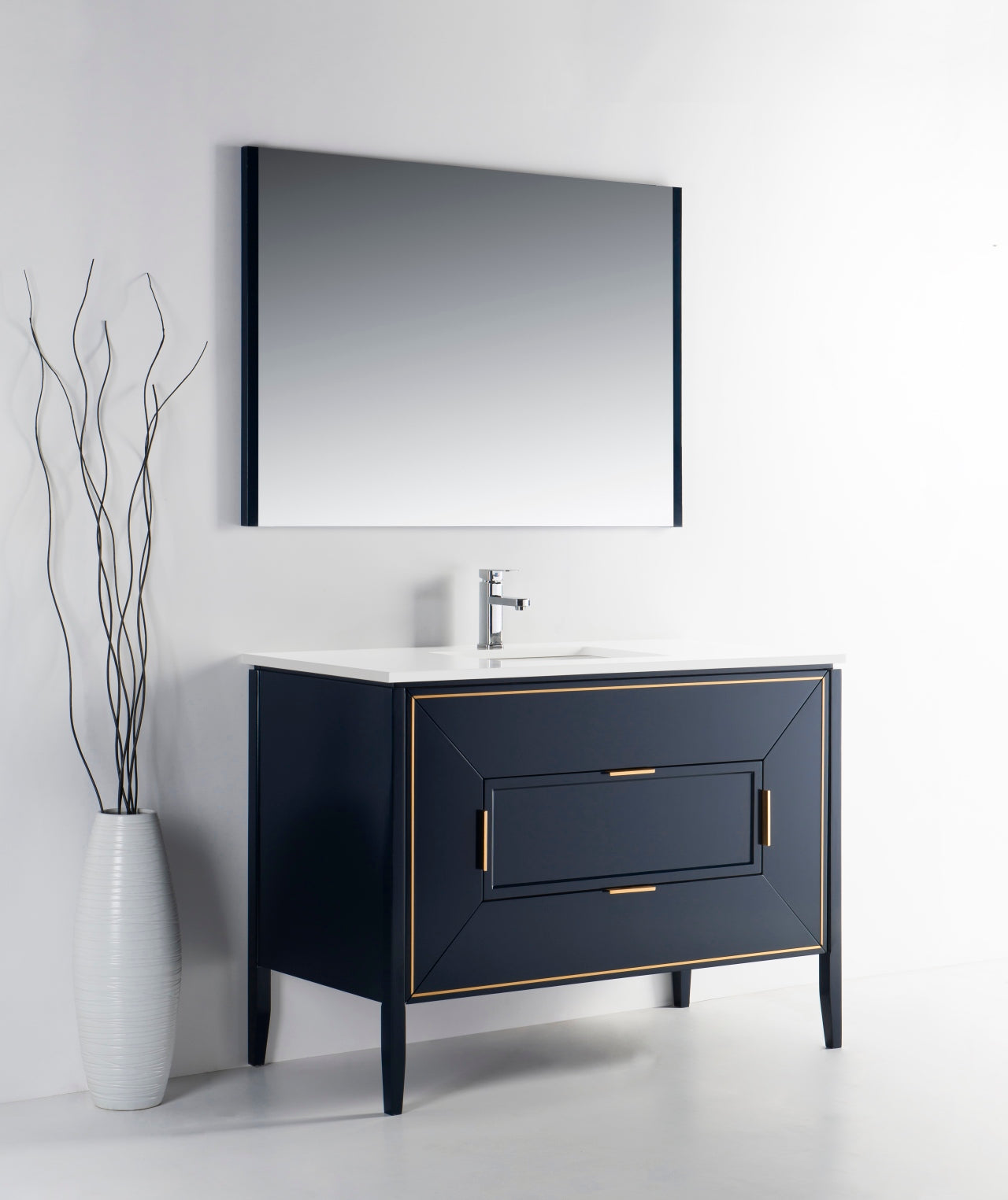 Vetro 48″ Inch Navy Blue Vanity W/ Quartz Counter Top