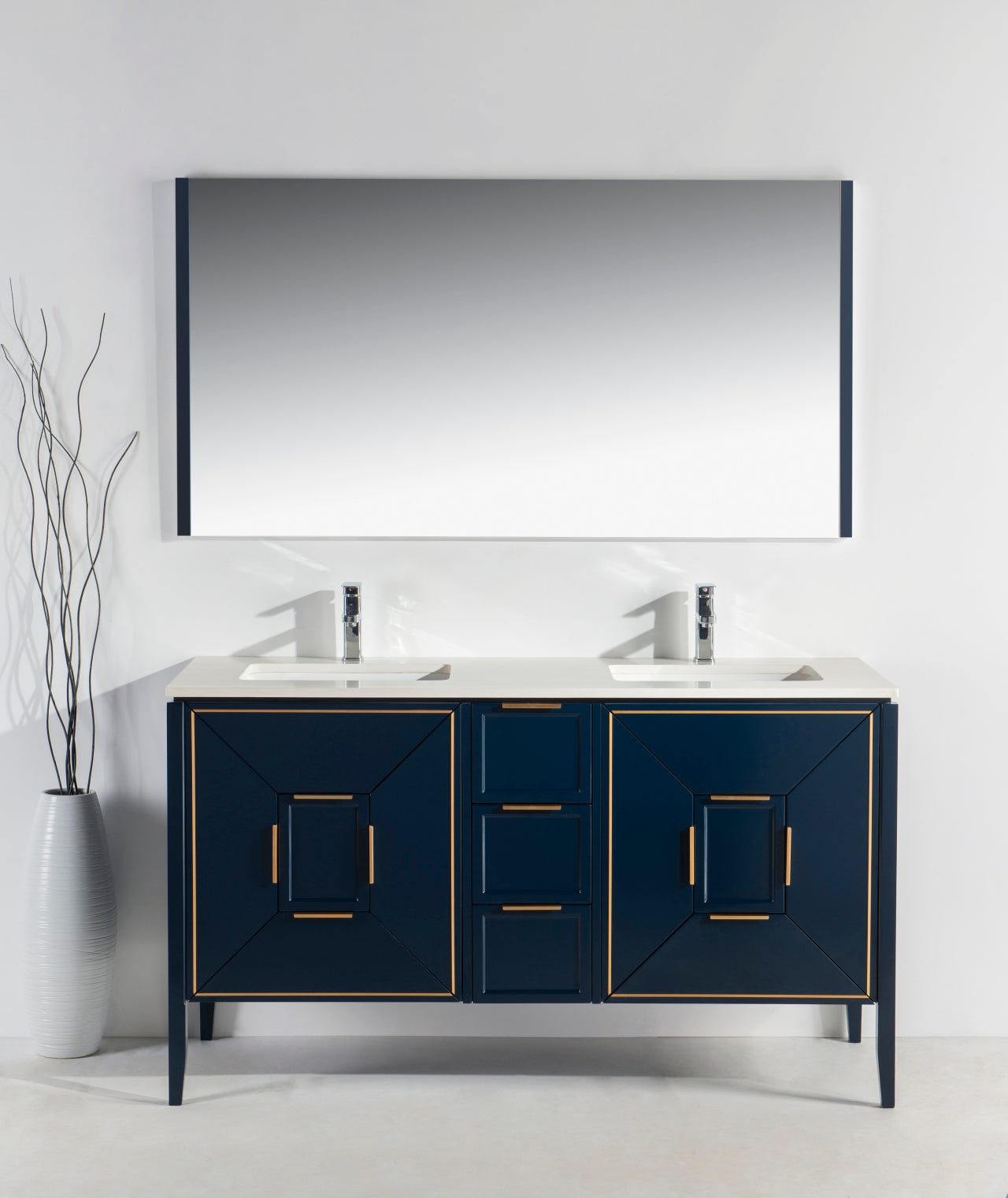 Vetro 60″ Inch Navy Blue Vanity W/ Quartz Counter Top