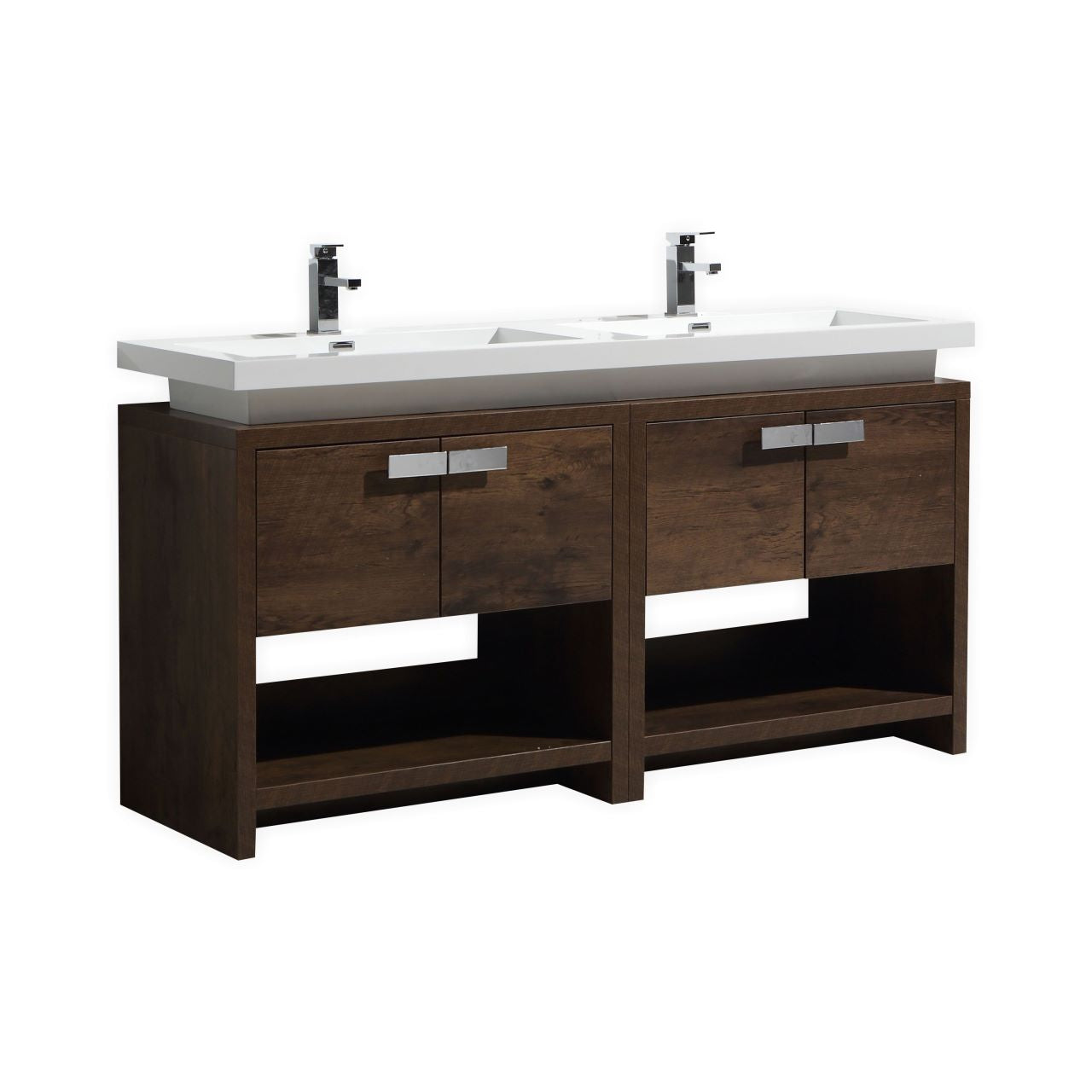 Levi 63″ Inch Rose Wood Modern Bathroom Vanity W/ Cubby Hole
